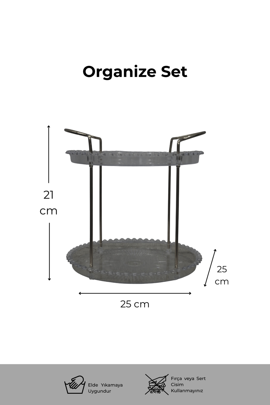 İki Katlı Organizer Set – Makyaj, Kozmetik ve Banyo Düzenleyici