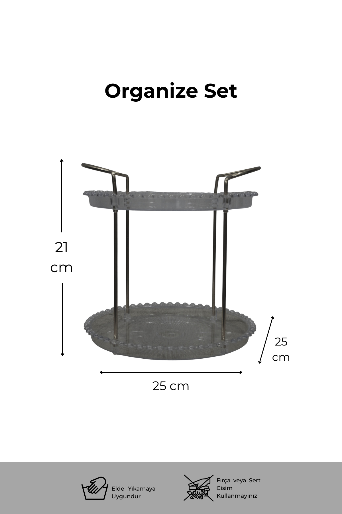İki Katlı Organizer Set – Makyaj, Kozmetik ve Banyo Düzenleyici