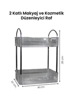 Şeffaf İki Katlı Makyaj ve Kozmetik Düzenleyici Raf